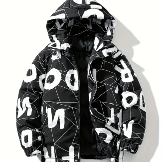 Men's Stylish Puffer Coat With Pockets Casual Breathable Hooded Zip up  Street Hanging Winter Outdoor
