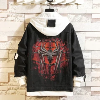 New Design Denim Varsity Jacket Black Hoodies Streetwear Hip Hop Jean Coat Men Bomber Jackets for Men
